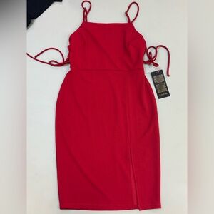 Bebe Vibrant Red Dress with Side Detail